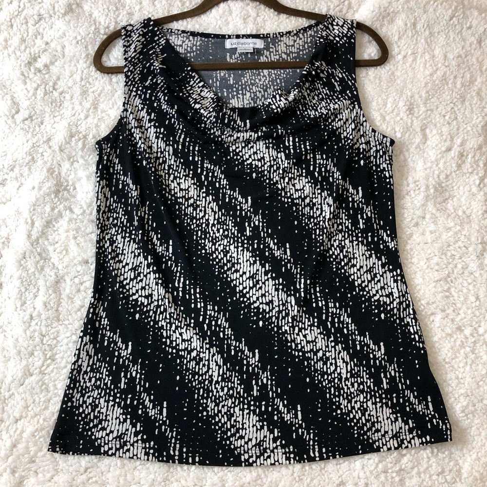 Liz Claiborne Womens Black/White Stretch Casual Tank Blouse Size M